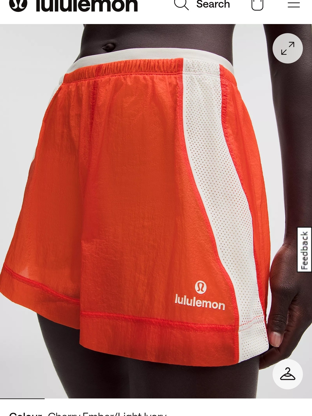 lululemon License to Train Textured High-Rise Short 4" Orange & White Medium